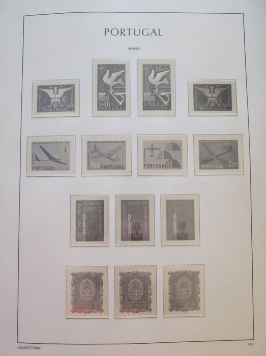 6 álbuns LEUCHTTURM com capa para selos de Portugal do ano 1959 a 2019