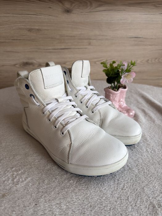 Birkenstock skorzane sneakersy biale za kostke 39 wiazane