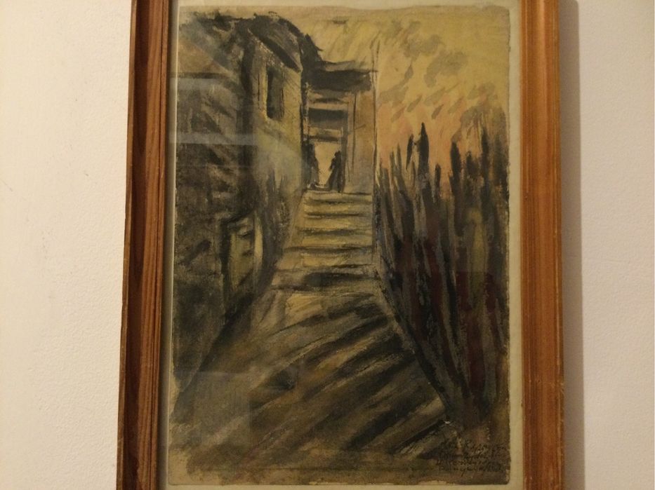 Obraz,grafika,akwarela,Kazimierz Dln,Żydowski zaułek.Julia Rusiecka.