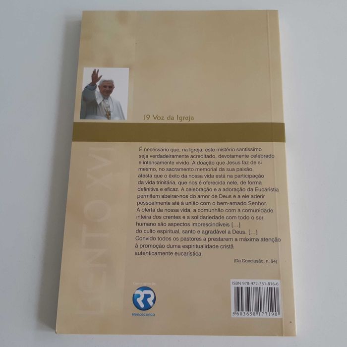 Livro Sacramento da Caridade Exortação Apostólica Pós-Sinodal de Bento XVI