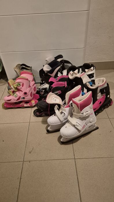 Zestaw łyżwy rolki buty narciarskie