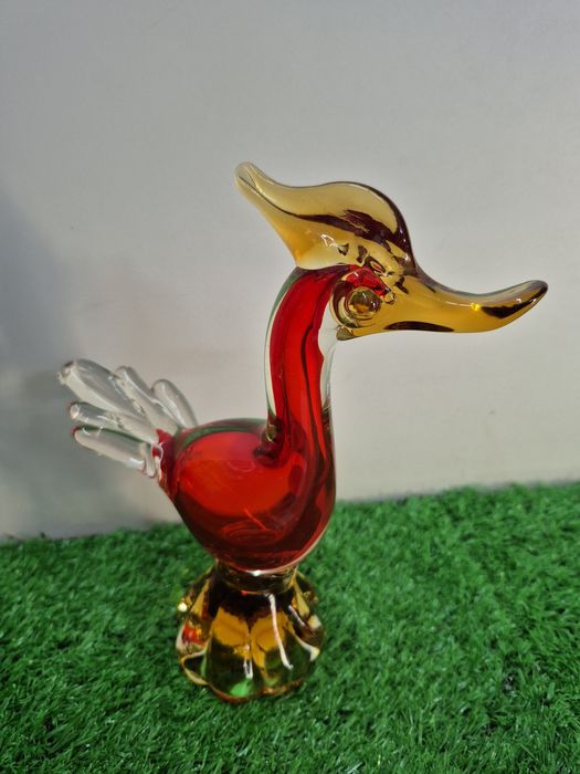 Piękna stara figurka BAŻANTA wykonana ze szkła MURANO