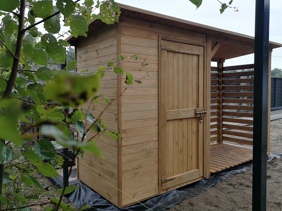 Drewutnia 1,5 x 1,1m + domek narzędziowy 1,5 x 1,1m wiata