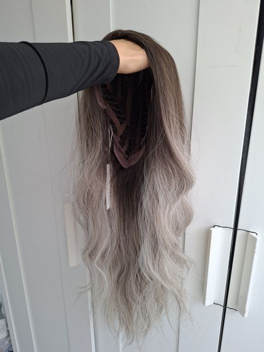 Peruka ombre brąz chłodny blond długa jakość premium wig