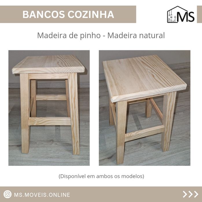 Bancos de cozinha Quadrados ou Redondos - NOVOS desde 15€