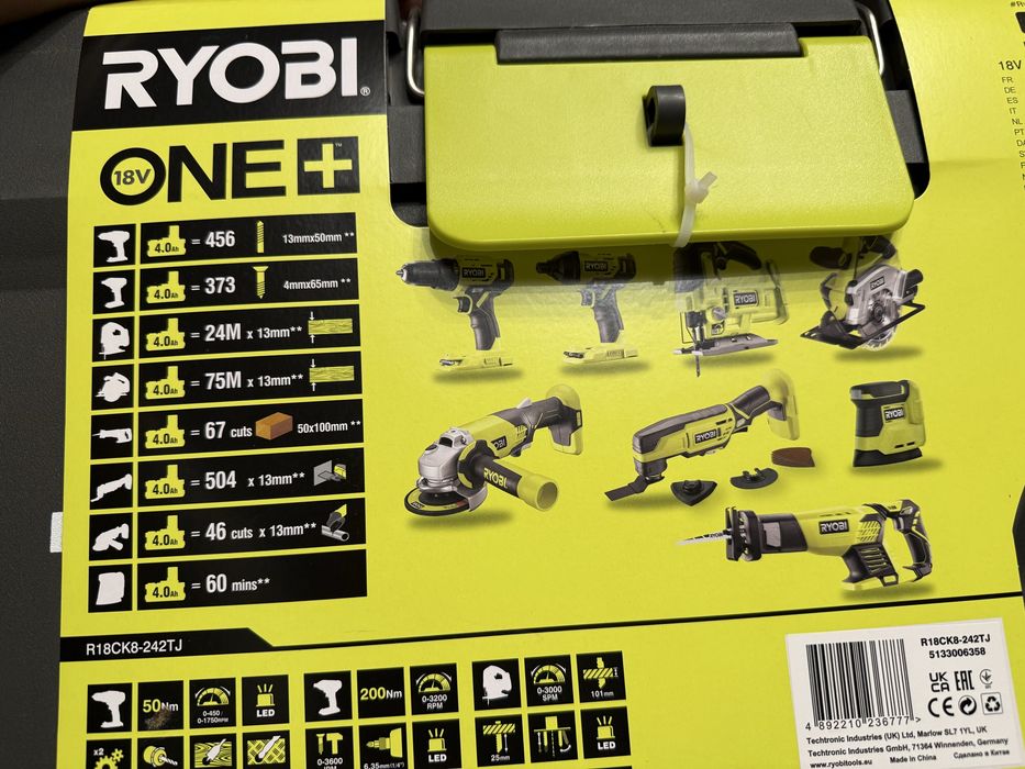 NOWY Zestaw Elektronarzędzi RYOBI ONE+ Jumbo Kit 12 el. R18CK8-242TJ Okazja!