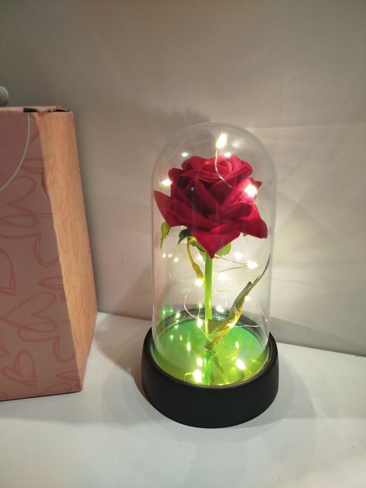 Róża świecąca w szkle, wieczna, super prezent