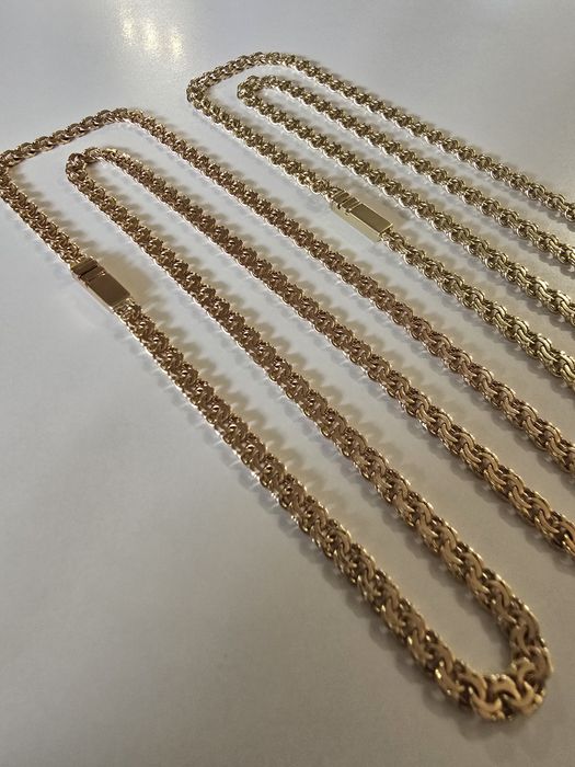 Nowy złoty Łańcuszek Garibaldi PR.585 14K Czerwone złoto