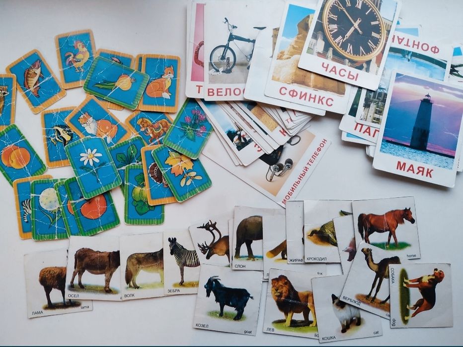 Цікавий лот для розвитку дитини.Набір міні карток Домана укр. та англ.