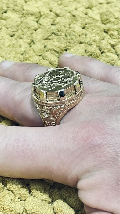 Anel ouro 19.2k com 3 libras 22k