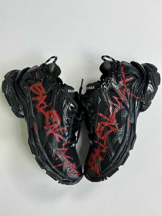 BALENCIAGA Runner graffiti кроссовки черные кеди кросівки чорні 43 42