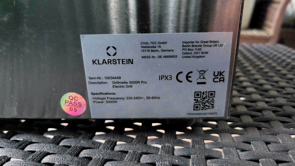 Klarstein Grillmeile  3000G grill elektryczny 22kg