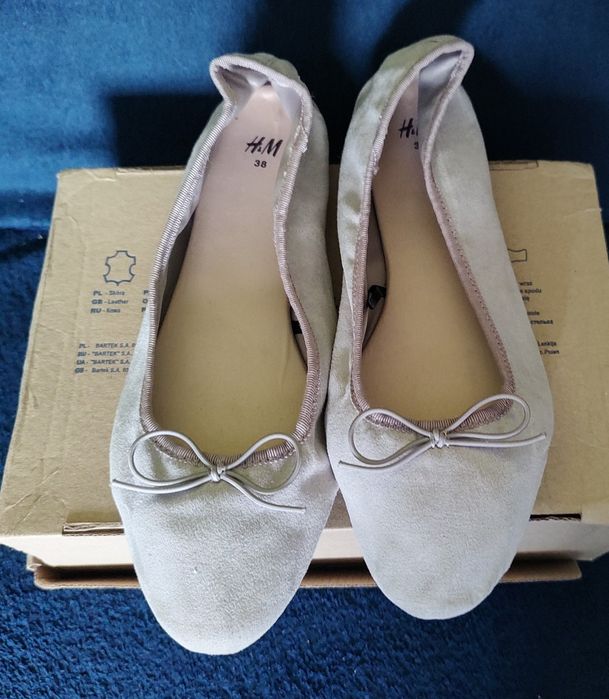 Baleriny bezowo- szare  h&m r. 37