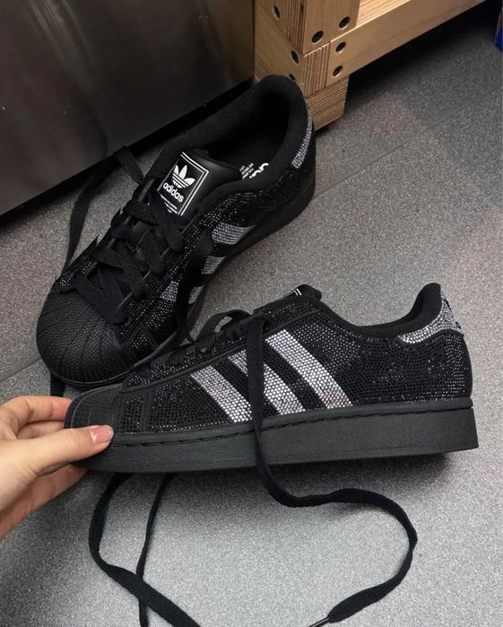 Кросівки Аdidas Originals Superstar II W/ Кеди чорні Адідас з стразами