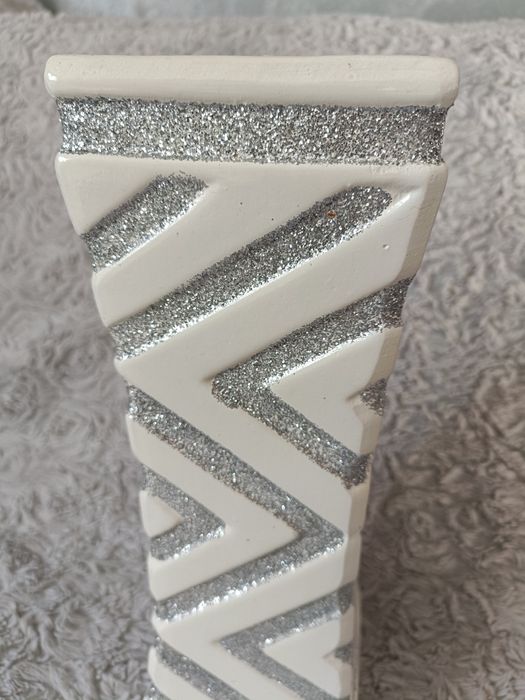 Flakon / wazon biało srebrny