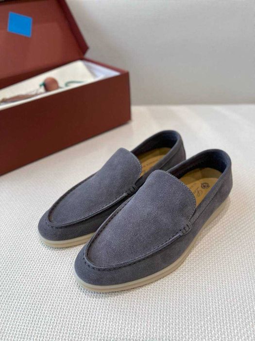 Мужские серые лоферы Loro Piana Summer Walk чоловічі лофери Лоро Піана