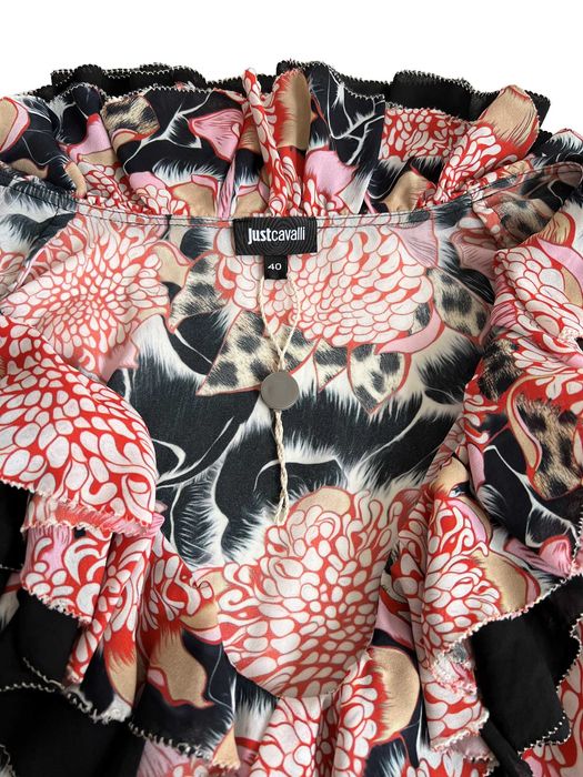 Just Cavalli tunika bluzka czerwona kwiaty r. S/M