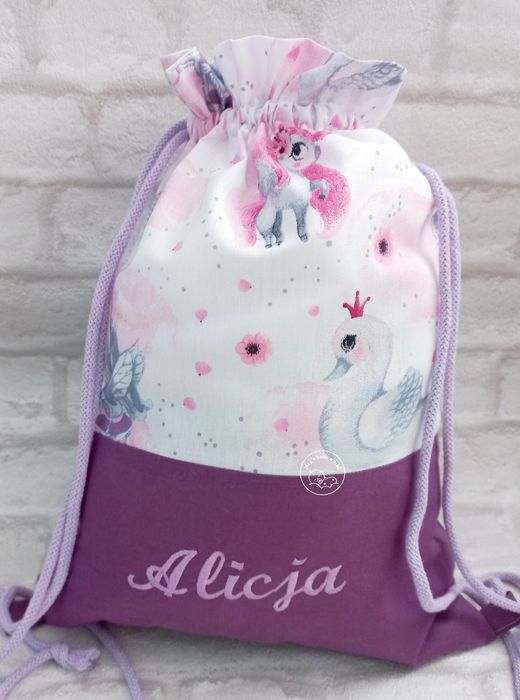 Worek do przedszkola żłobka z imieniem na pościel