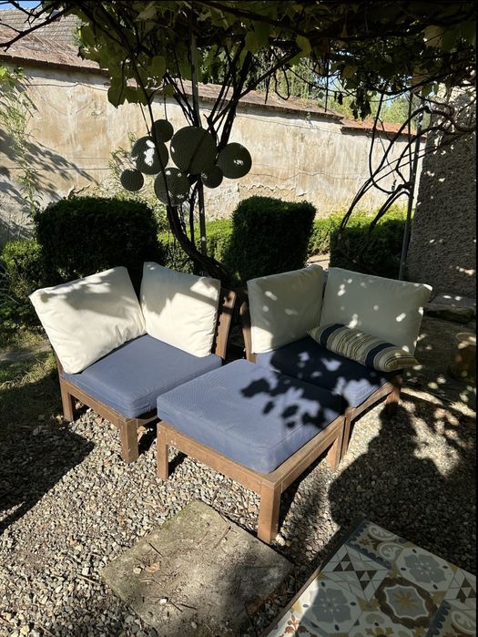 Drewniane meble ogrodowe IKEA ÄPPLARÖ + poduchy premium