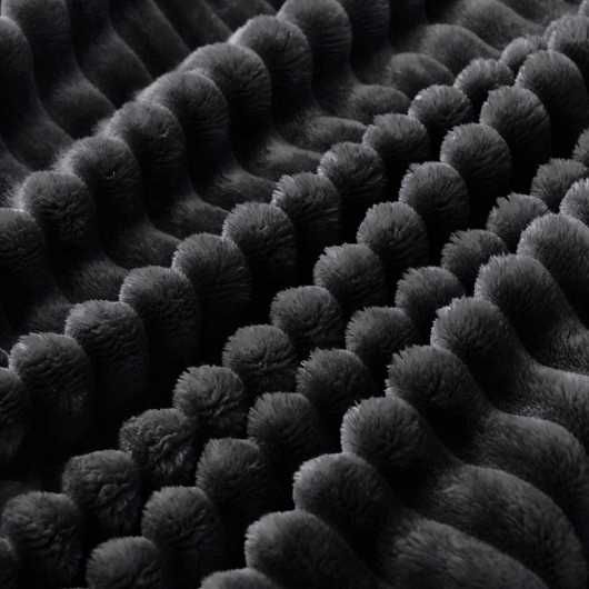 Narzuta Koc Na Łóżko Na Prezent Świąteczny Paski 160x200 cm Czarny