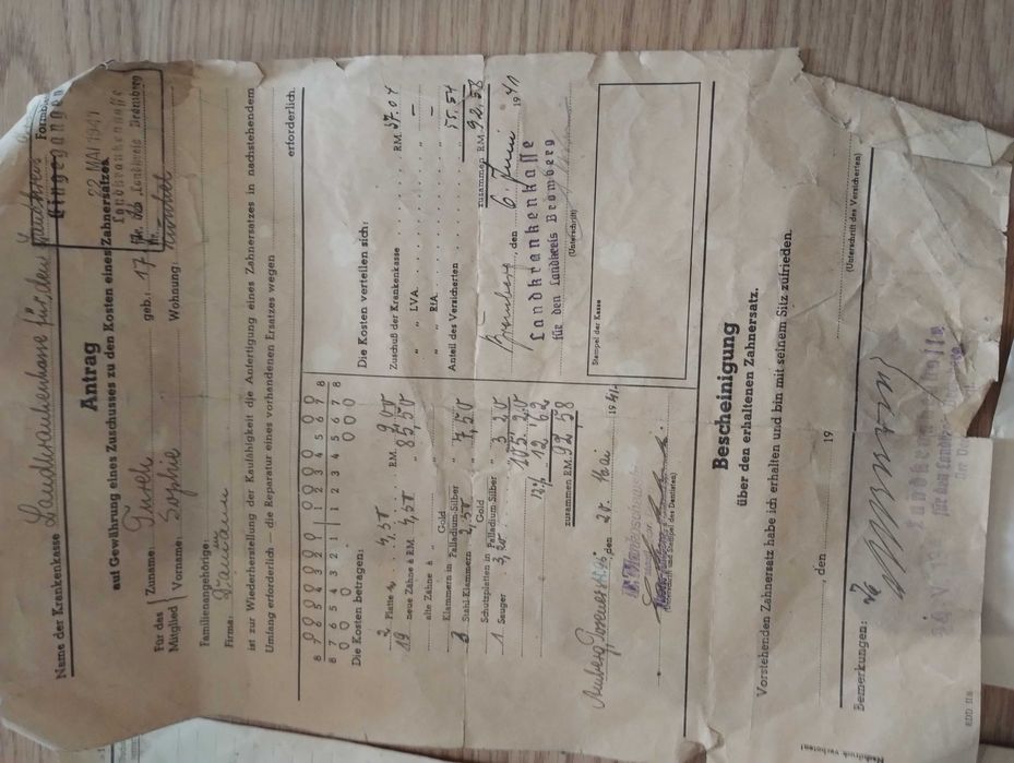 Dokumenty stomatologiczne 1941r