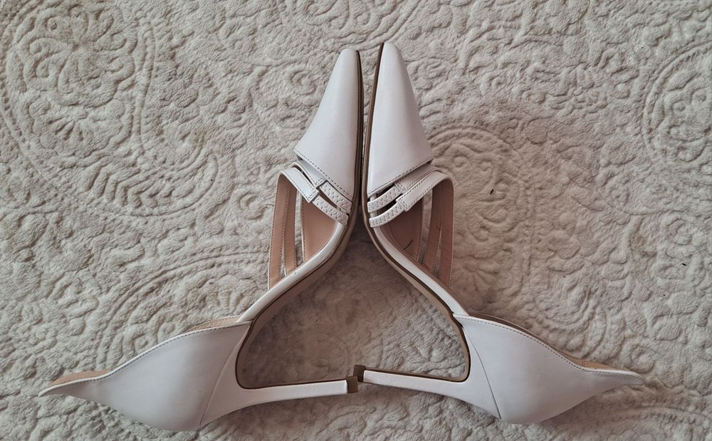 Szpilki białe weselne ślubne Zign skóra 39