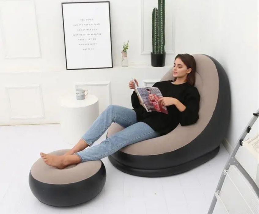 Надувний диван з пуфом,насосом Air Sofa