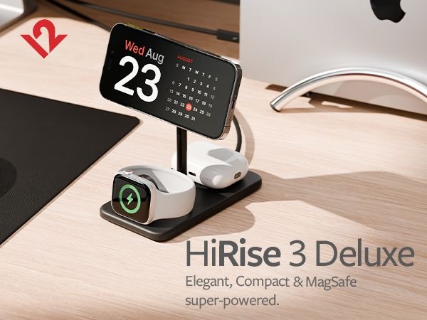Twelve South HiRise 3 Deluxe — Преміальна зарядна станція 3-в-1 (MagSafe)