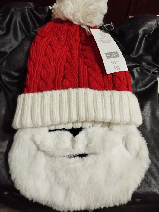 Різдвяний новорічний капелюх Санти з бородою та вусами Нова с бірками