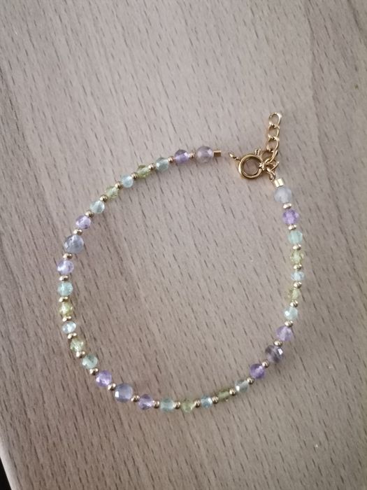 Bransoletka na lince stal szlachetna ametyst fluoryt oliwin topaz prze