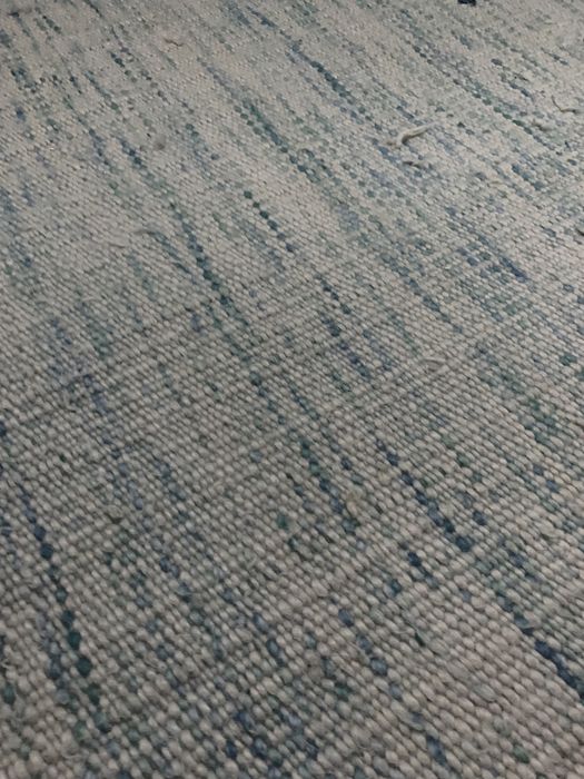 Tapete retangular com franjas azul