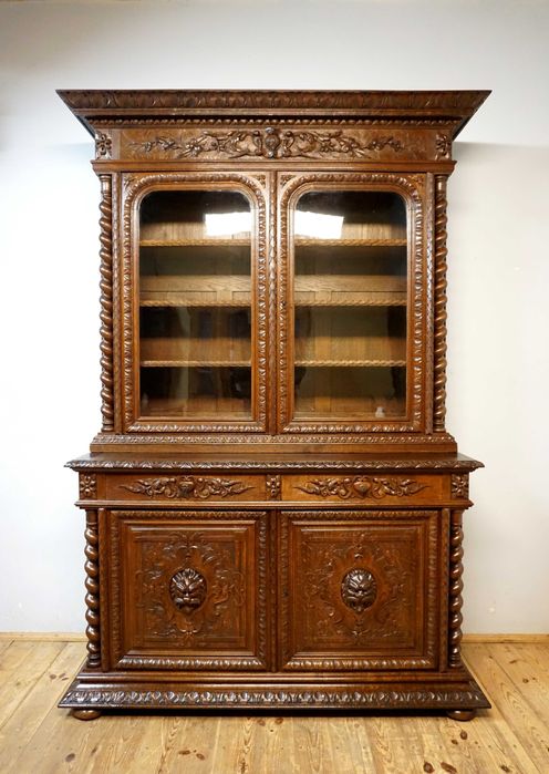 WIELKI STARY KREDENS biblioteczka Francja maszkarony szer172cm wysyłka