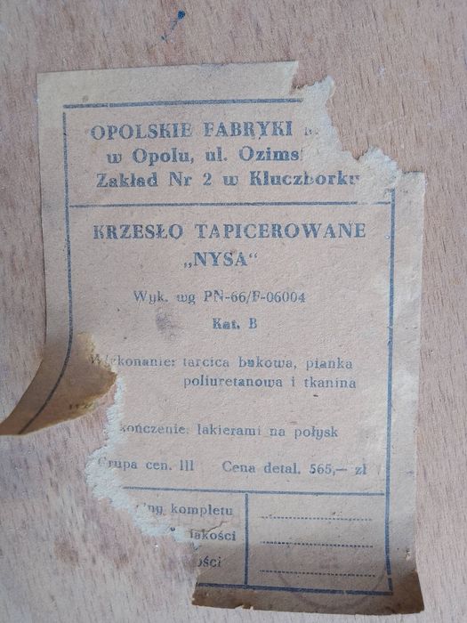 Krzesła tapicerowane "Nysa" PRL