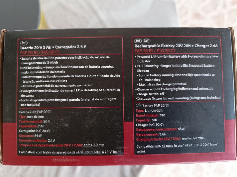 Bateria 20 V 2Ah e Carregador 2,4 A