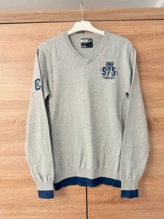 Sweter męski Jack&Jones M szary cienki elegancki bawełniany