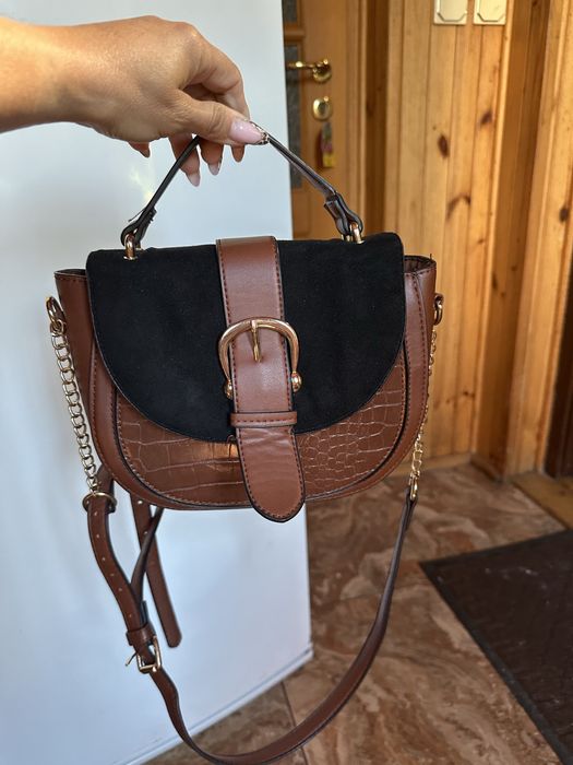 Torba damska czarno brązowa