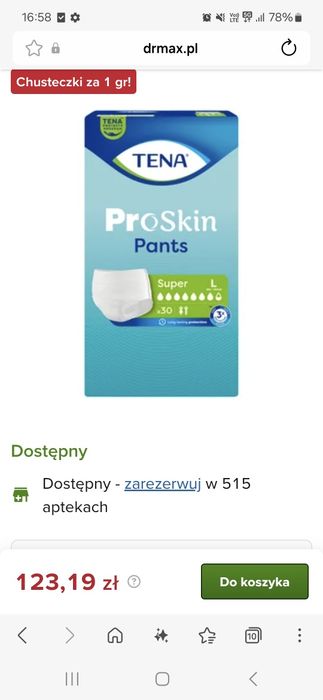 Pieluchomajtki Tena Proskin Super L