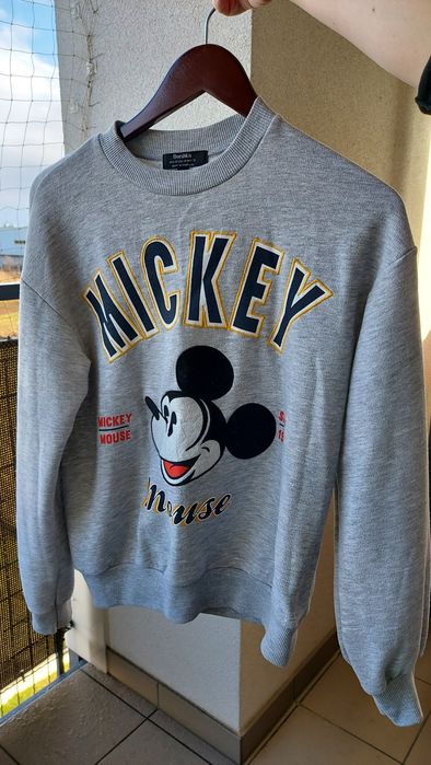 Bluza szara Bershka rozm. XS Mickey haft.