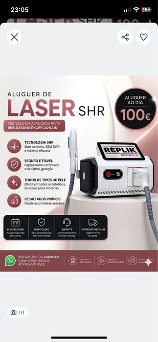 Aluguer maquina Depilacao Laser SHR