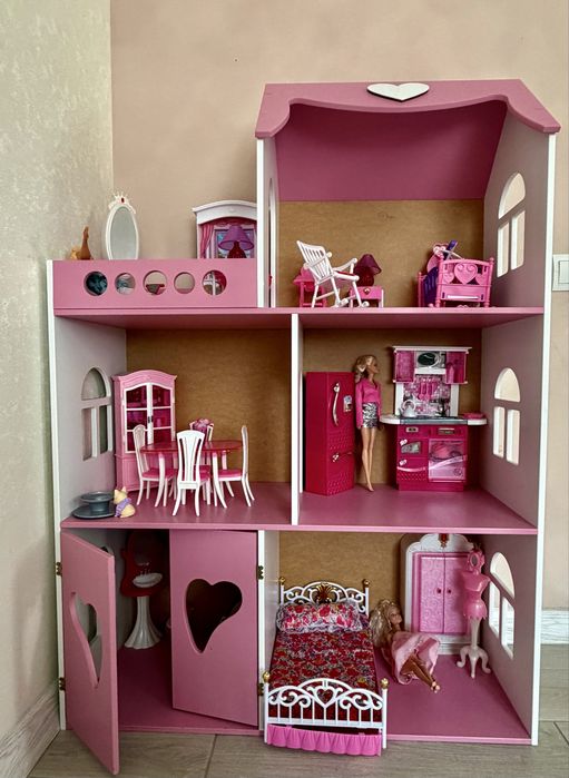 Ляльковий будинок з МЕБЛЯМИ + 2 Барбі та Кен