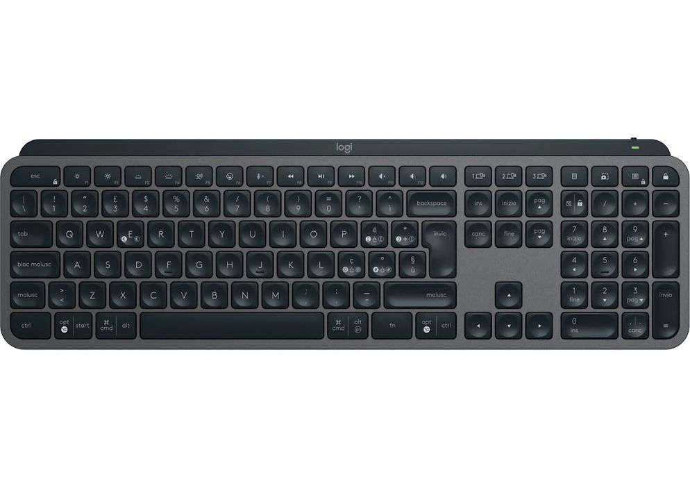 Бездротова клавіатура Logitech MX Keys S Graphite (ножичні клавіши, Bluetooth, USB-приймач, італійська розкладка, з підсвіткою)