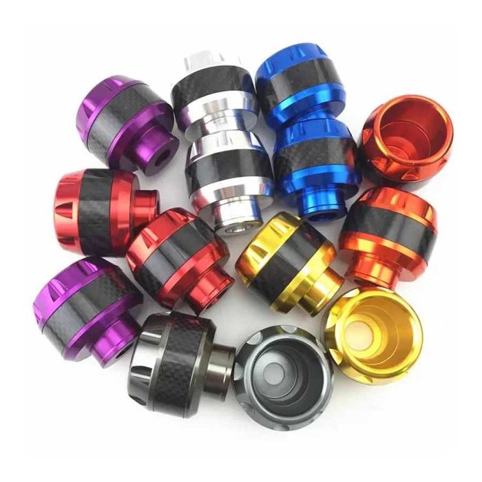 Mini-cogumelos cilíndricos proteção eixos - Par em alumínio e borracha