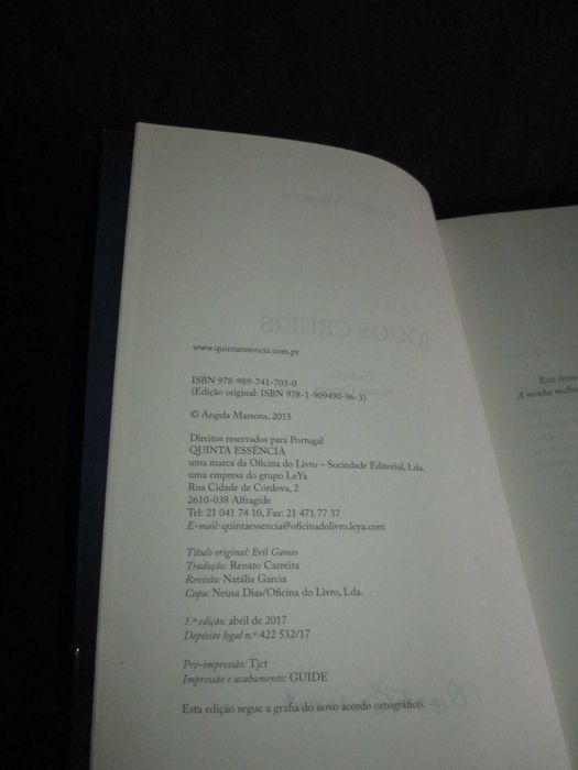 Livro Jogos Cruéis Angela Marsons
