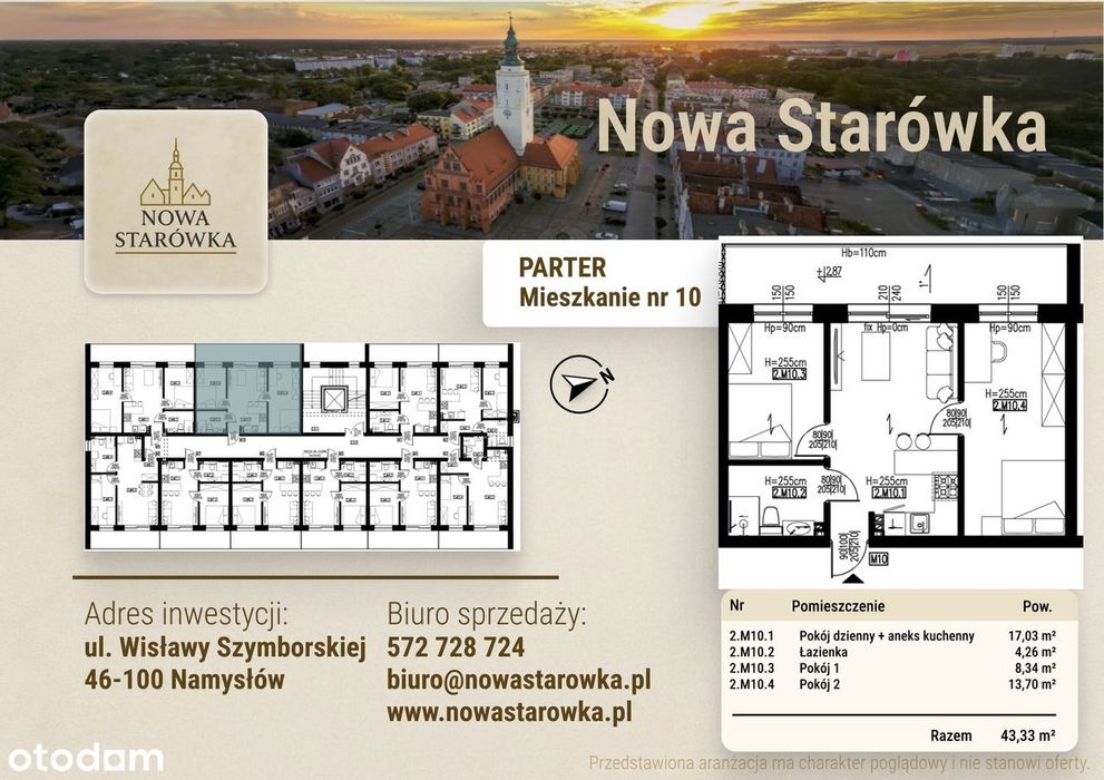 Mieszkanie 3 pokojowe o pow.43,33 m2