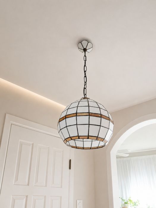 Lampa wisząca w stylu tiffany witrażowa vintqge szkło