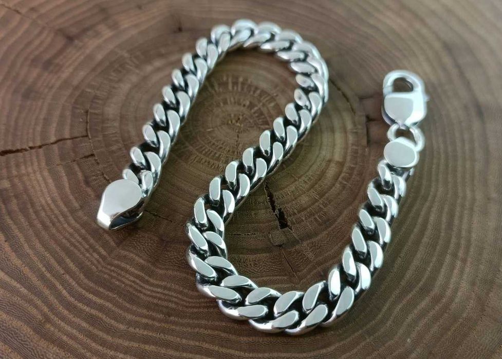 Серебряный браслет Панцирь, плетение Картье, Панцирное. Срібний.