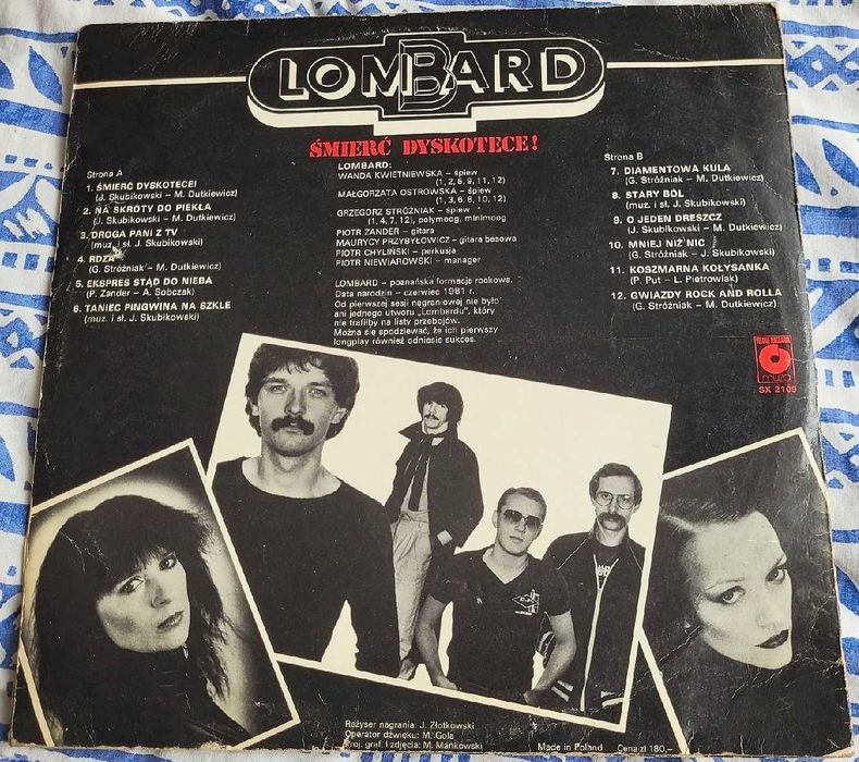 Lombard - Śmierć dyskotece , płyta winylowa z roku 1983