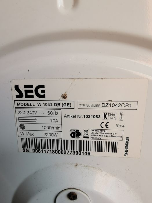 Запчастини до пральної машини SEG  W1042 DB