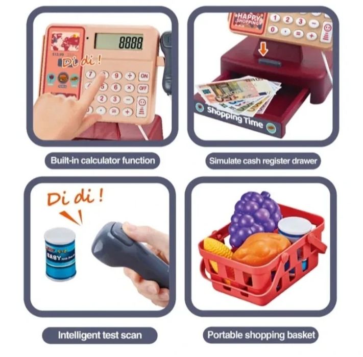 Касовий апарат дитячий, касова лента,ваги,сканер, калькулятор,каса
