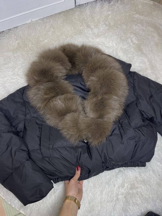 Пуфер, куртка чорна , куртка коротка, куртка з хутром ,куртка з мехом